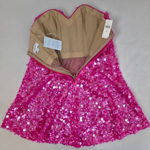 HELSI Fuchsia Pink Strapless Mimi Mini Sequin Dress Sz XS NWT - Picture 5 of 10